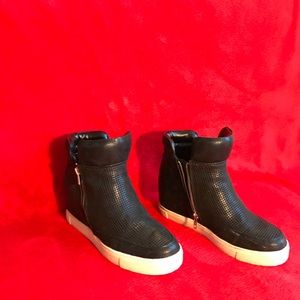 High Top Black Wedge Sneakers